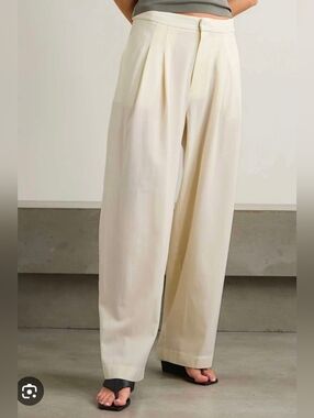 Parker Cream Wide-Leg Trousers Linen Pans Palazzo Classic
